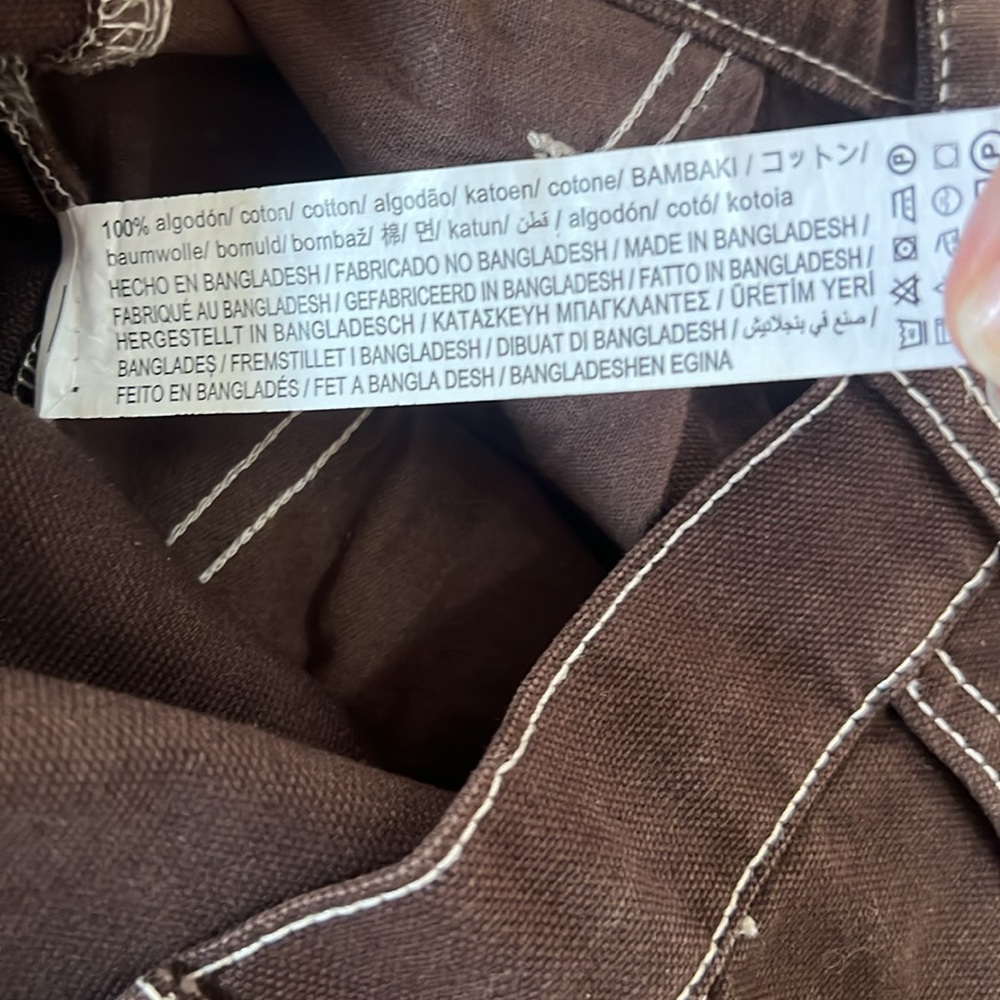 Zara - brown contrast stitch cargo pants - size 2 - 100% cotton - Picture 9 of 9